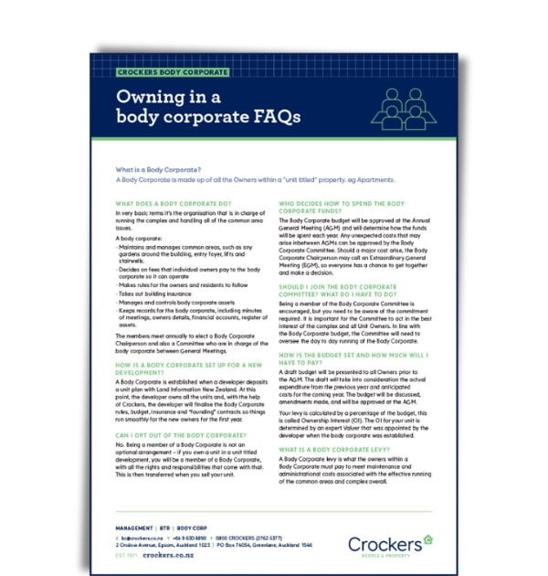 Body Corporate FAQs Owning in a BC